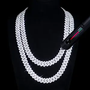 15MM Prong Cuban Link Chain for Men, Sterling Lab Diamond Tested, Hypoallergenic Mens Jewelry, Durable Tarnish-Resistant Chain Jewelry Necklaces, Valentine's Day Gift for Him