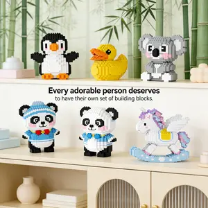 Multicolor Penguin Sloth Duck Rotating Horse Panda Animal 3D Puzzle Blocks, Home Office Decor, Party Decoration, Ideal Gift
