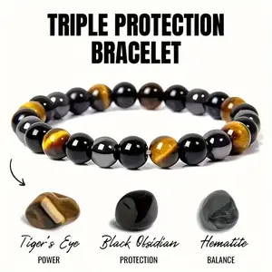 Black Obsidian & Tiger Eye Bracelet – Protection, Grounding & Courage | Unisex Crystal Energy Bracelet for Men & Women,Protection Crystals,EnergyBracelet