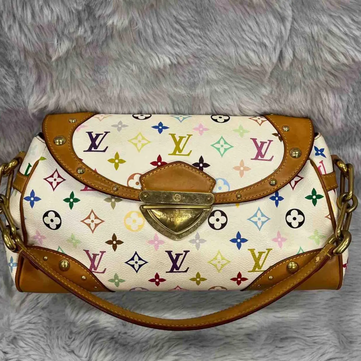 Pre-owned Louis Vuitton leather Shoulder Bags x Takashi Murakami Monogram Multicolore Beverly MM shoulder bag xiaotang20260308077