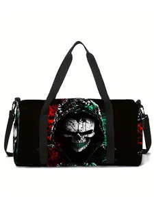 Skull Clown Pattern Large-Capacity Travel Duffel Bag, Portable Handheld Storage Bag