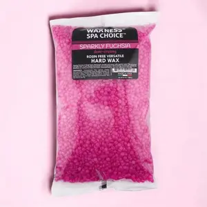 Waxness Spa Choice Sparkly Fuchsia Rosin-Free Hard Wax 2.2 lb / 1 kg Medium Creamy Texture Low Temperature All-Area Use Hypoallergenic Berry Scented