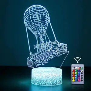 Battle Bus Night Light: Lamps with 3D Stereo Vision and Remote Control, Desk Light for Battle royal Players Modelling, Night Light for Boys Girls Birthday Christmas Festival Gifts