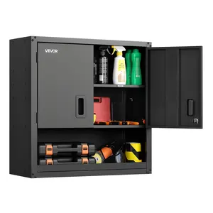 VEVOR Metal Tool Cabinet, 30W x 12.01D x 30H in, Steel Floating Hanging Storage Cabinet with Locking Doors & Adjustable Levels, for Garage, Basement, Black, Assembly Required