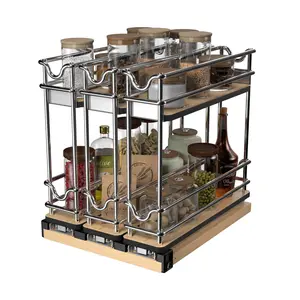 Rev-A-Shelf 9" Pullout Organizer for Cabinets, 2 Tier Upright Shelf, 5WU2-3N1-1