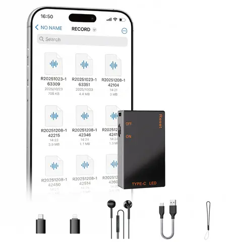 Magnetic Smart Voice Recorder - AI-Intelligent Triple Noise Reduction, 1536 Kbps 3D HD Stereo Audio, Adjustable Recording, USB, MP3 Player, Compact Portable Recorder, Magnetic Desk Hold, Travel Gadget for Business, Lectures, Digital Products