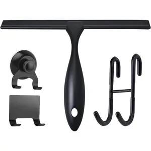 12'' Light Weight Stainless Steel Shower Squeegee for Glass Doors with 4 Pieces Set Perfect Cleaning Tool for Car Window Bathroom Mirror