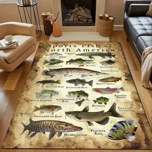 Animal-themed northern fish science popularization pattern home carpet living room bedroom kitchen floor mat home decoration area rug holiday gift for family and friends Decorative Area Rug Animal Printed Rug