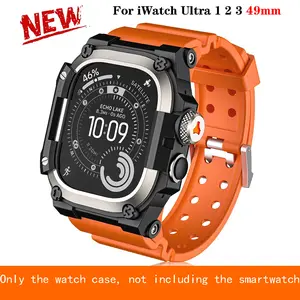 Metal Case Modification Mod Kit for Apple Watch Ultra 3 49mm Luxury Silicone Band for IWatch ULTRA 2 1 49mm Bracelet Accessories Smart Watch Accessories