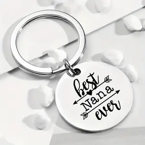 Best Nana Ever Letter Pattern Round metallic Personalized Keychain, Stainless Steel Key Ring, Ideal Gift for Weddings, Anniversaries, Graduations