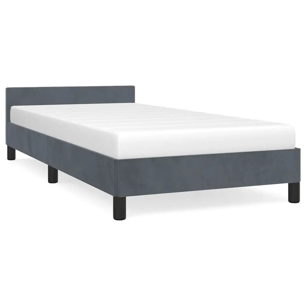 vidaXL Velvet Bed Frame Platform Bed, Scandinavian Style/Slats Support/No Box Spring Needed/Without Mattress/Easy Assembly, Dark Gray Twin XL Bed 347601