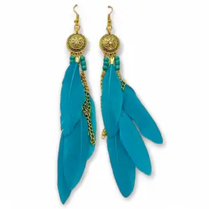 Feel The Teal Feathers Lightweight Dangle Earrings - Fun Teal Color Feather-Light Drop Earrings for Any Occasion Unisex Versatile Appeal