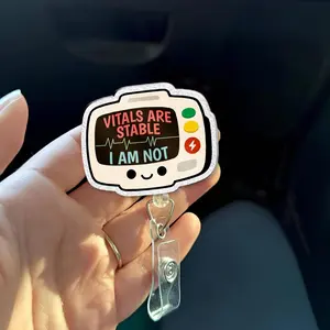 Vitals Are Stable I Am Not Badge Reel, Funny Nurse Badge Reel, ICU ER Nurse Gift, Healthcare Humor ID Holder, Cute Medical Badge Reel