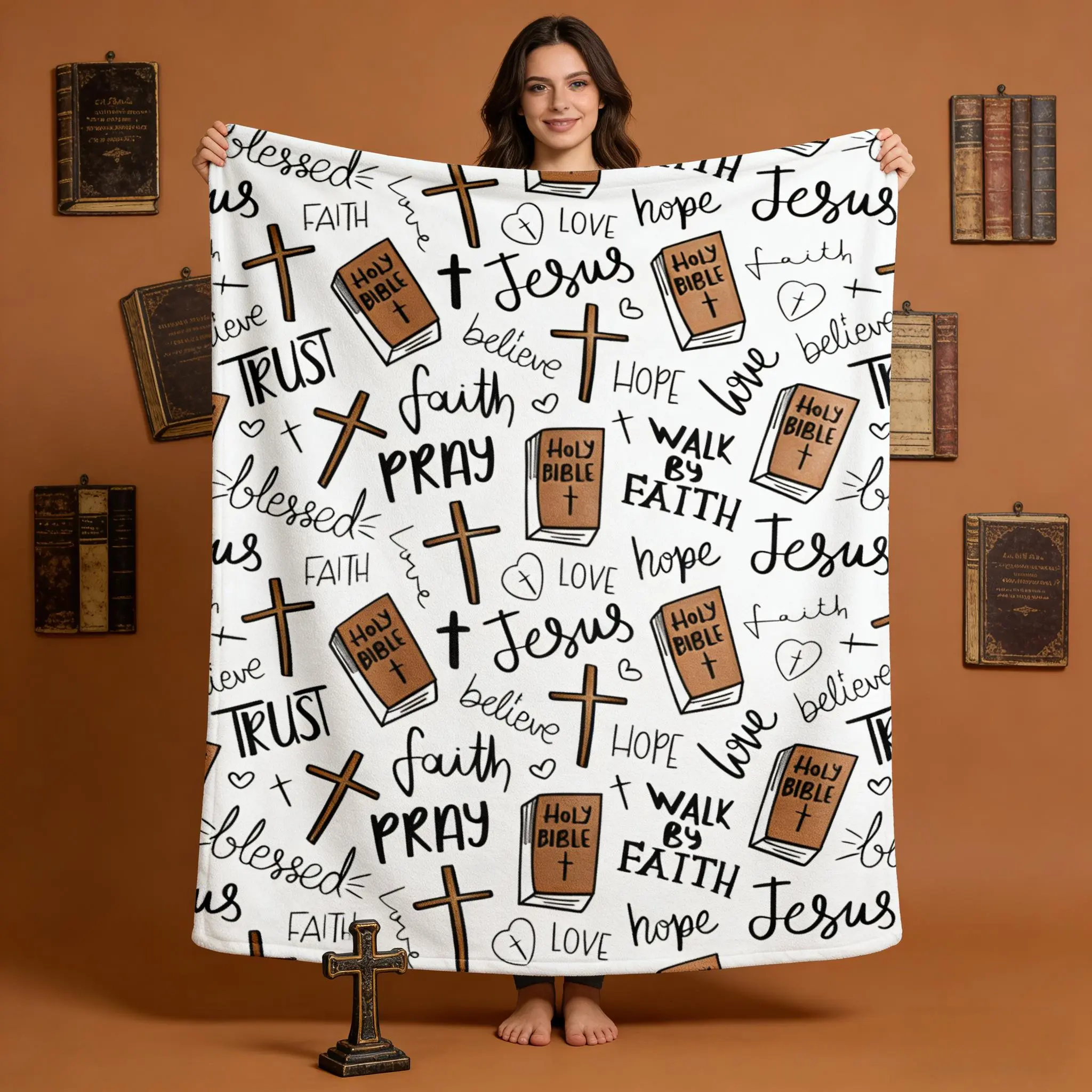 [Summer Sale Deals] Christian Bible Jesus Throw Blanket,Inspirational Religious Faith Lightweight Prayer Blanket,Cozy  Bible Verse Warm Blankets for Home Decor,Prayer,Reading &Gifting, Multifunctional Themed Flannel Blanket Bedroom Living Room Decor