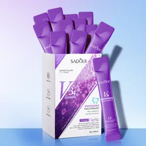 Sadoer V34 Brightening Mouthwash - Effectively Cleans Tartar & Tooth Stains, Removes Odors, Freshens Breath, Portable Individual Bags, Natural Mild Formula, 10ml x 20PCS