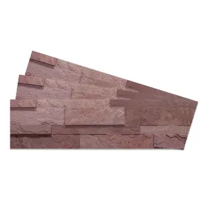 Terra Red - Self-Adhesive 3D Peel & Stick Real Stacked Stone Tiles [Pack of 10]