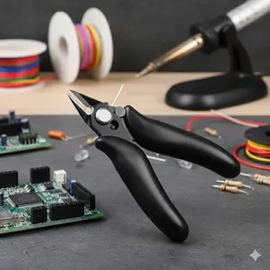 Mini Precision Wire Cutter Set, 2-Piece Jewelry & Electronics Side Cutting Pliers with Safety Lock. Anti-Rust DIY Craft Tool Kit for Model Making, Copper Wire, Soft Metal, Professional Grade Durable Flush Cutter, Hand Tools