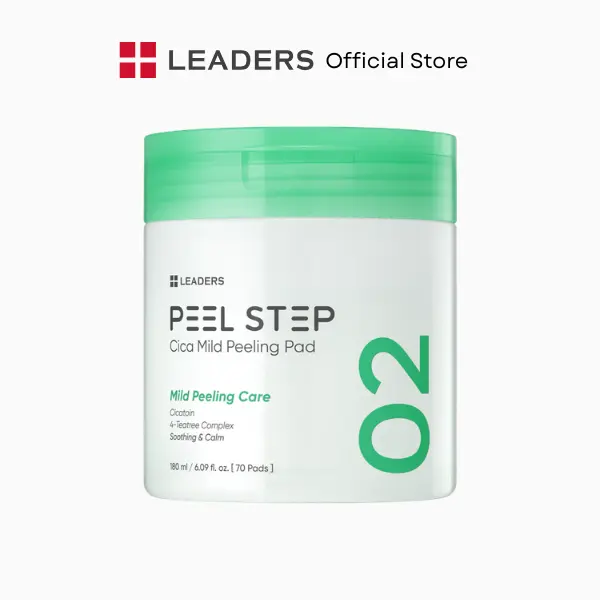 [LEADERS Official] Peel Step Cica Mild Peeling Pad – Gentle Exfoliating & Soothing Treatment Pads to Remove Dead Skin Cells, Reduce Redness & Irritation, Hydrate & Calm Sensitive Skin – 70 Pads / 180ml