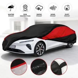 Father’s Day gifts Universal 170T Car Cover All Weather Protection for Sedan and SUV, Black and Red, full   Car Cover