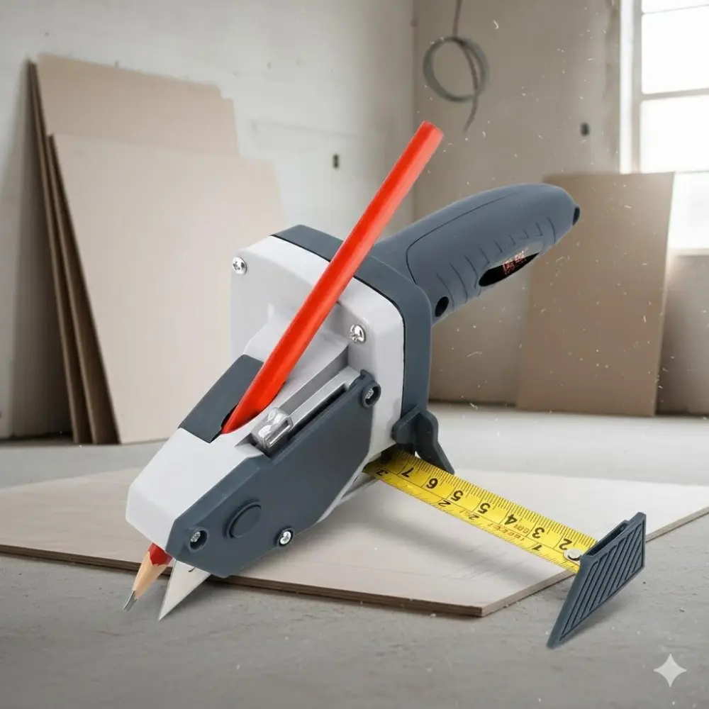 Professional Drywall Cutter Multi-Tool Kit with Tape Measure | Includes Cutting Tools, Pencil & 5 Blades | Efficient Drywall Saw, Woodworking & Home Renovation Tool Set for DIY Projects