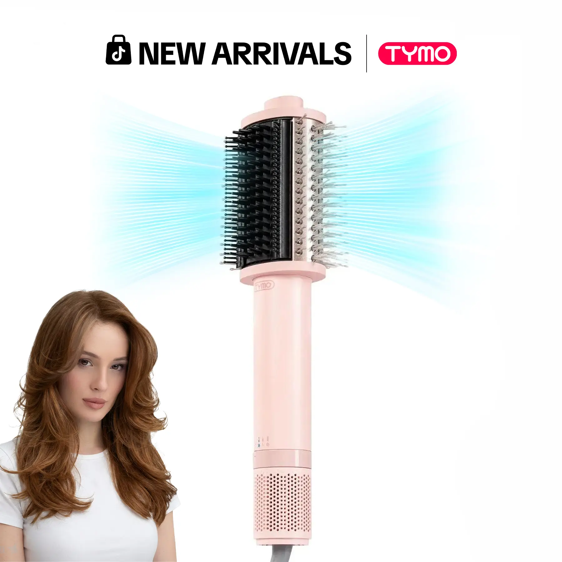 TYMO AIRBEAM 3.0 High-Speed Hair Dryer Brush for Frizz-Free Blowouts with Smoothing Comb and Ionic Technology, Gift Box Ready Personal Care Appliance; Blow Dryer with a Comb Hot Air Styler Summervibes gift Pink fathersdaygift