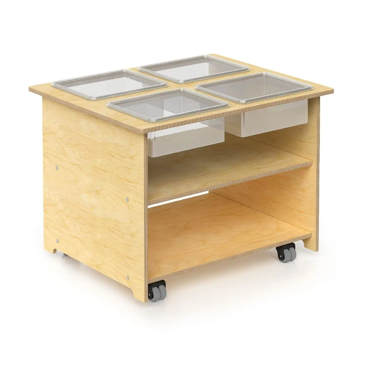 212 MAIN Mobile Sensory Table - 27 in Natural Home Supplies Table with Removable Lids, Tray System, Stylish Look, Standard Door