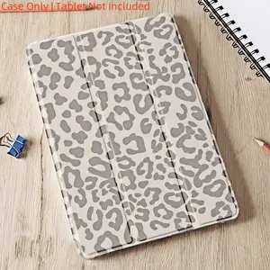 Gray Leopard Print Tri-Fold Flip Cover Stand Anti-Drop Tablet Case Suitable for iPad Air 4th/Air 5th (10.9-Inch), 7/8/9th (10.2-Inch), 6th/Air 1st/Air 2nd (9.7-Inch), Air 3rd (10.5-Inch), Pro (11-Inch) 10th Generation