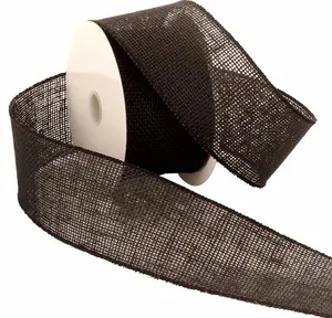 Morex Ribbon 1252.60/10-613 Burlap 2.5" X 10 YD Jute Wired Ribbon, Black, Arts