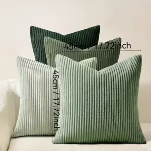 4pcs corduroy pillowcases, suitable for living room, bedroom or sofa decoration, 2 size specifications, zipper closure, machine washable, suitable for all seasons, green gradient pillowcases, soft material, durable fabric, decorative pillows