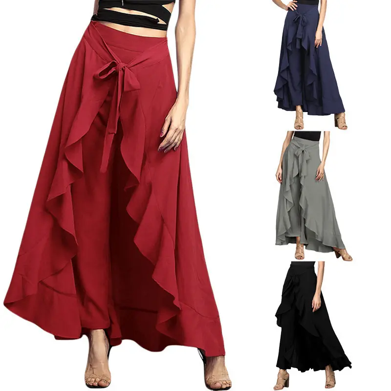 Plus Size High Waist Wide Leg Pants Autumn New High Waist Long Pants Chiffon Pants