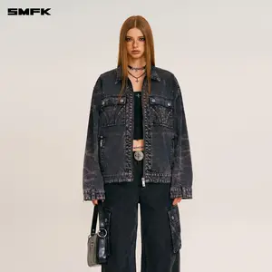 RAGE-WILD ORIGIN HANDCRAFT LOOSE CARGO JACKET/GARMENT DYED Wilderness Black