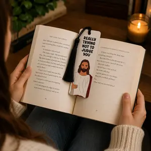 Jesus Really Trying Not To Judge You Bookmark, Funny Bookmark Gift For Readers