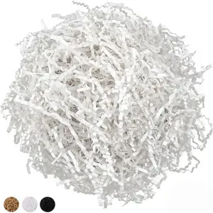 Crinkle Paper Filler 5.2 oz, Crinkle Cut Paper Shred Filler Shredded TissueRaffia Grass Paper for  Basket Packing Bag Filler (White)