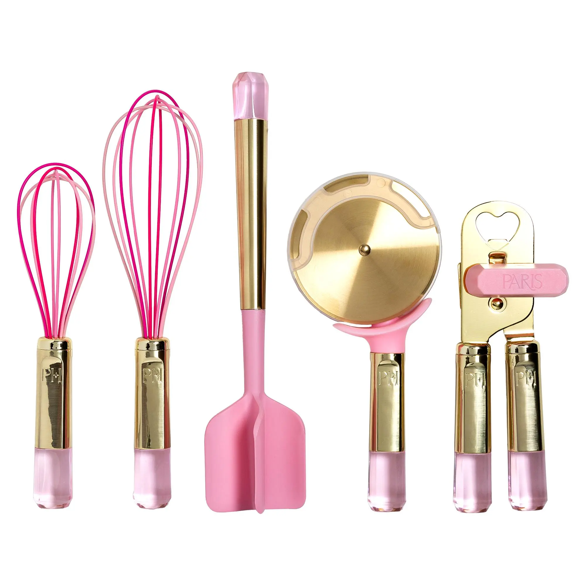 5 Piece Gadget Set with Pink Jewel Shaped Handle, Pink