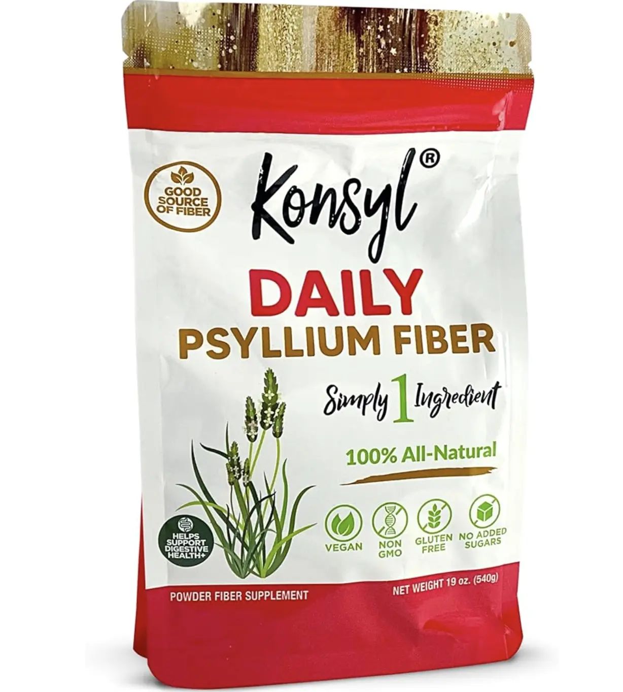 Konsyl Daily Psyllium Fiber Powder, Gut Health,  Digestion, Heart Health - 19oz, 90 Servings