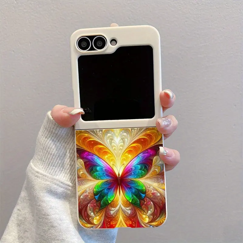 Colorful Butterfly Bright White Pattern TPU Case for Galaxy Z Flip 6, for Galaxy Z Flip 5, for Galaxy Z Flip 4, for Galaxy Z Flip 3 5G, TPU Phone Case Suitable for Samsung Galaxy Full Coverage Slim Lightweight, Mixed Durable Scratch-Resistant Shell