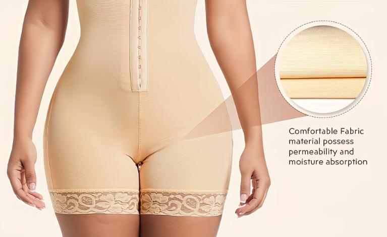 Women's Enhanced Waist & Abdomen Control Shapewear Bodysuit, Open Crotch with Zipper for Convenience, Butt Lifting Full Body Shaper, Plus Size Breathable Tummy Control Faja