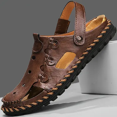Men's Casual Sandals - Open Toe Casual Style Footwear with Flip-Flop Sole, Comfortable Design, Available in Different Sizes, Hiking Ready for Summer Street Wear (Black/Brown/Grey)