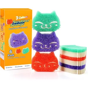 6 Pack Scrub Sponge - Dual-Sided, -Temp Firmness, Dish , Non-Scratch, Multi-Surface Safe Cleaning Sponges for Kitchen, Bathroom, Dish Scrubbing