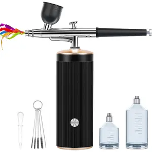 Airbrush Kit - Airbrush Compressor, Auto Airbrush Gun,,Air Brush, Airbrush Machine for Nail Art, Painting, Cake Decor, Barber, Makeup, Model(Black)