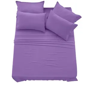 Lux Decor Collection Full Sheet Set 6 Piece Upto 16 Inches Deep Pocket Bedding Microfiber Solid Bed Sheets - Purple