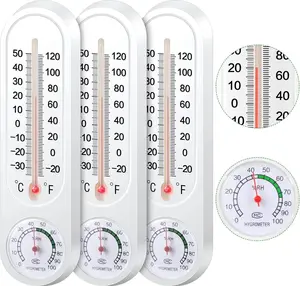 Indoor/Outdoor Thermometer Wall Thermometer Humidity Meter Vertical Thermometer and Hygrometer with Fahrenheit/Celsius for Patio Garden (3 Pcs)