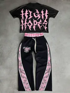 Men's Street Style Striped Pants & Top Set, Trendy Fashion Casual, Short, Fitted, Comfortable & Stylish Knit Design for Daily Wear