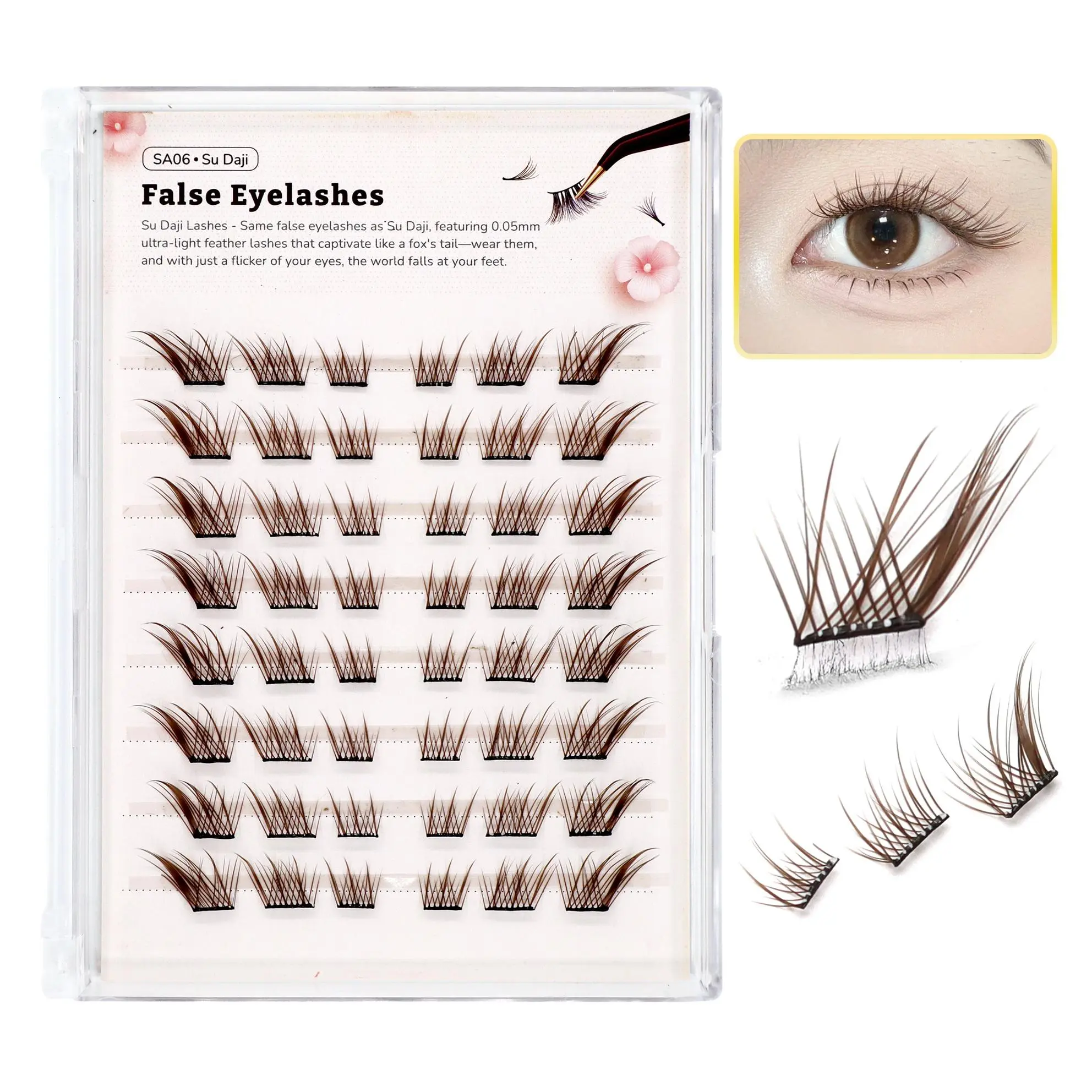 Pre-Glued Waterproof Eyelashes for Effortless Makeup, No Glue Required, Easy-To-Use Lash Extensions for Stunning Eyes