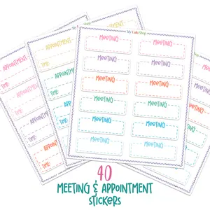 Meeting and Appointment Planner Stickers for Calendars & Journals - 40 Cute Stickers on Premium Matte Vinyl - Perfect for any Meeting or Appointment Planning & Organization, Design 1