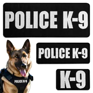 3-Pcs Police K9 Patch Set: Durable Embroidered Patches for Dog Vest Harnesses and Tactical Gear