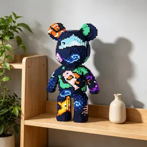 3688 Pieces High-Quality Large Heart Bear 3D Model Building Blocks, Home Office Decor, Party Toy, Ideal Gift for Holidays