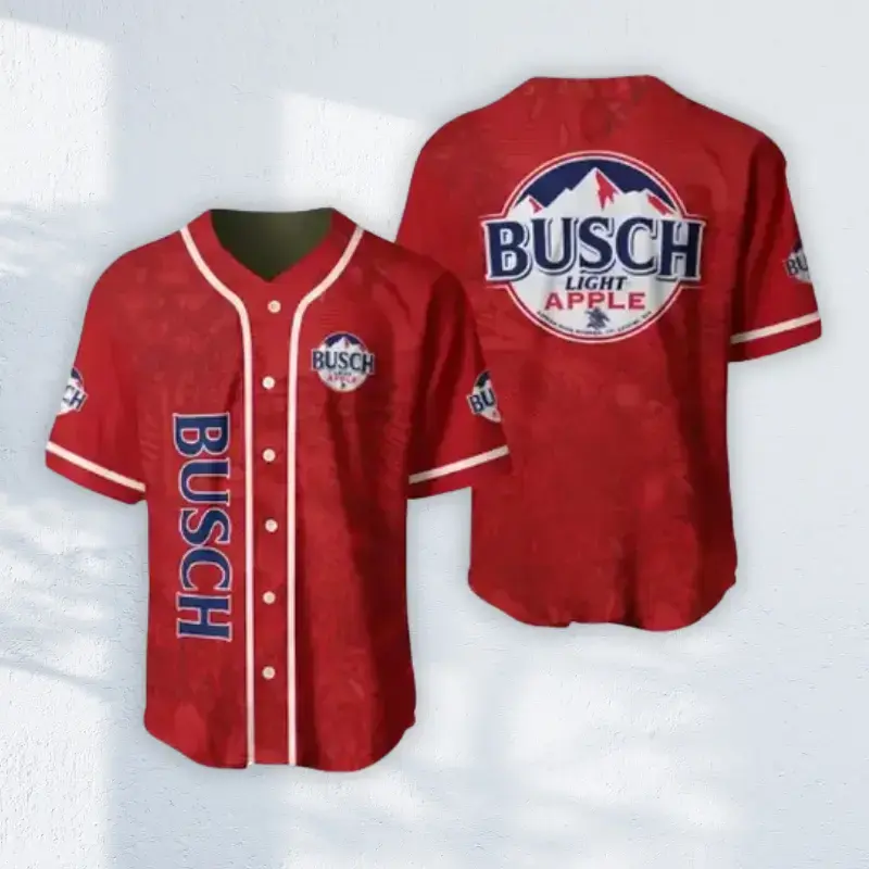 Busch Bapple Light Baseball Jersey, Funny Red Bapple Beer Drinking Shirt, Summer Tailgate Frat Party Outfit, Men's Graphic Jersey Tee