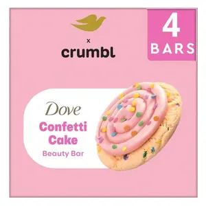 Dove x Crumbl Limited Edition Confetti Cake Beauty Bar Soap, Warm Sugar Cookie Scent, 4 Bars