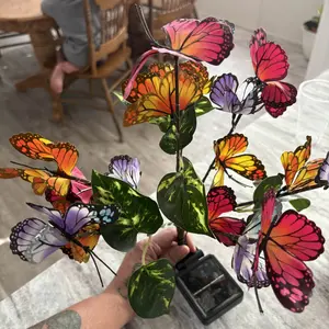 EVEDIOR 4Solar Outdoor Garden Decorative Lights 4-Pack 68 Butterfly Solar Lights with Colorful Bulbs Waterproof for Yard Patio Pathway Porch Lawn Independence Day Gifts for Women Moms